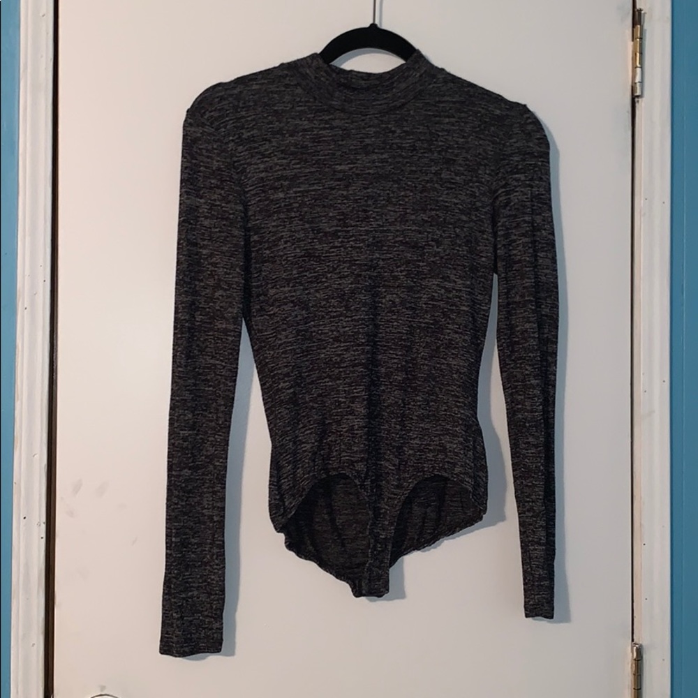 Grey and Black Charolette Russe Bodysuit